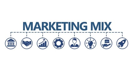 Marketing Mix - 4P marketing mix model - thin line two-tone icon concept video.