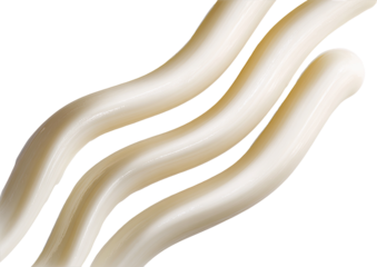 Abstract close-up of three wavy, light cream-colored lines against a black background.  The lines appear smooth and slightly textured, with subtle variations in tone