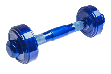 Transparent blue dumbbell on a transparent background