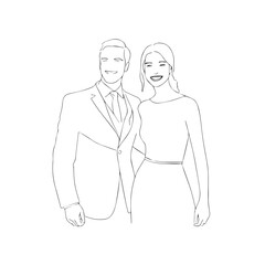 Beautiful Woman in Formal Dress Black and White Illustration Vector Art Design