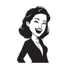 Beautiful Woman in Formal Dress Black and White Illustration Vector Art Design