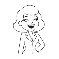 Beautiful Woman in Formal Dress Black and White Illustration Vector Art Design