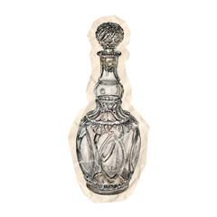 antique bottle on scrapbook collage