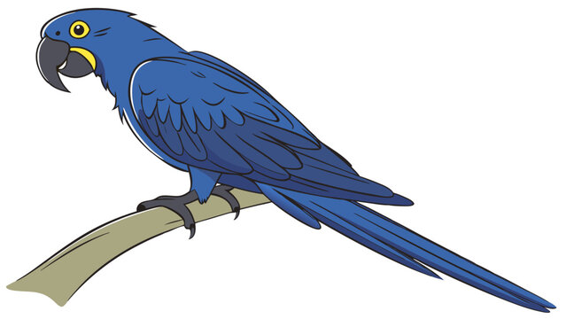 Blue Macaw Parrot Bird Illustration Tropical Bird Cartoon Avian Wildlife Graphic Exotic Animal Design for Print Web Kids Childrens Book Logo.