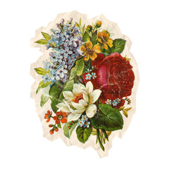 bouquet of flowers on scrapbook collage