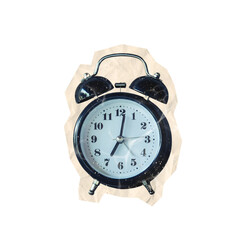 retro alarm clock on scrapbook collage