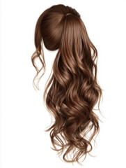 Fototapeta premium Luxury wavy brown hair extension hairstyle