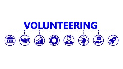 Banner Volunteer Voluntary Volunteering video concept with icons.