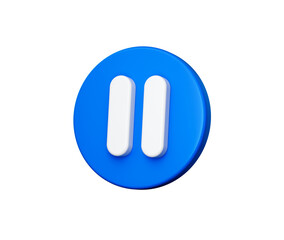 3D blue pause icon, perfect for media control, break, or stop concepts. 3D illustration