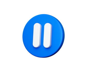 3D blue pause icon, perfect for media control, break, or stop concepts. 3D illustration