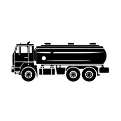 Tanker truck side silhouette, representing transport, fuel, and logistics