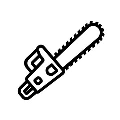Chainsaw line icon, representing a power tool for cutting wood