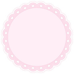 Circle lace frame with scallop edge isolated.