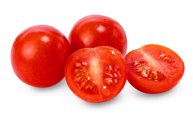 Sweet Japanese Bijin and Amela tomatoes on white background, Fresh red Tomato isolate on white with clipping path.