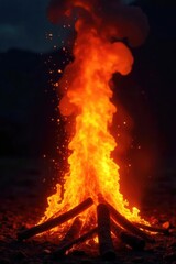 A vibrant, intensely bright flame casts a dramatic light, illuminating the surrounding darkness Perfect for concepts of energy, power, and passion , light source, combustion, spirit