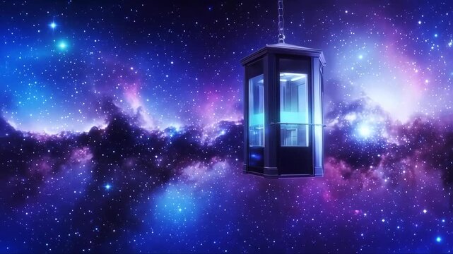 Floating box in a vibrant space