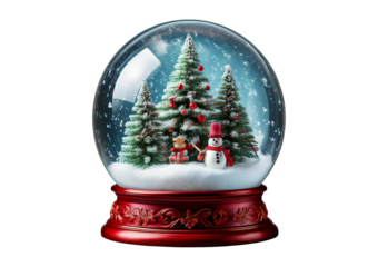 Snow globe decorative Christmas isolated on a transparent or white background