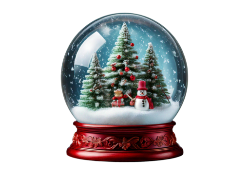 Snow globe decorative Christmas isolated on a transparent or white background
