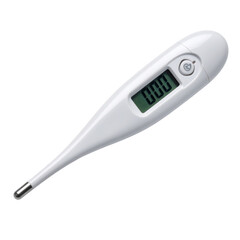 Digital thermometer with LCD display, isolated on transparent background for medical care, studio shot