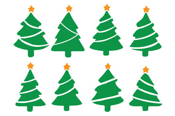 Various Christmas tree silhouettes. Spruce trees silhouette for laser cutting and engraving. Pine Trees vector trees set. Tree icons set in a modern flat style. Vector silhouette graphic trees element