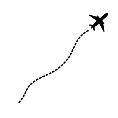 Airplane line path icon