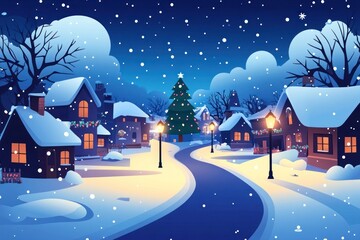 Fototapeta premium Christmas winter snow neighborhood.