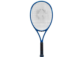 Blue and Grey Tennis Racquet Isolated on Black Background isolated on transparent background