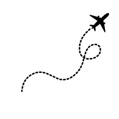 Airplane line path icon