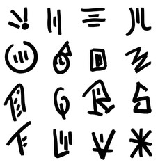 Abstract Brushstroke Symbols and Icons Set