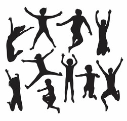 Jumping Kids and Family Silho...