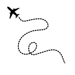 Airplane line path icon