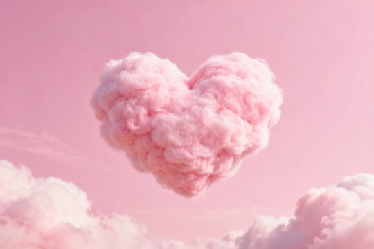 Pink Cotton Candy Heart Cloud in the Sky