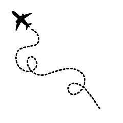 Airplane line path icon