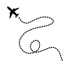 Airplane line path icon