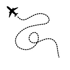 Airplane line path icon