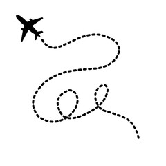Airplane line path icon