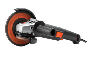 Closeup View of an Angle Grinder isolated on transparent background