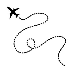 Airplane line path icon