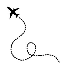 Airplane line path icon