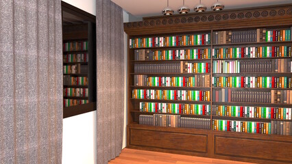 テレビ会議背景用 ZOOM会議背景用 CG 部屋 本棚 書斎 video conferencing background for using in video conference and as a zoom background.	