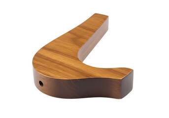 Polished Walnut Wood Furniture Part Curved Leg Support Bracket isolated on transparent background