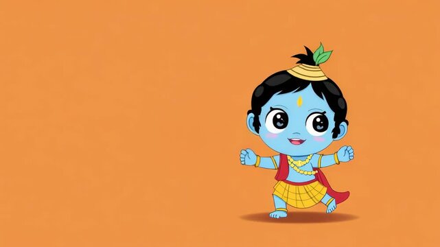 Ramanavmi, Lord Rama, Ram, Ayodhya, Cute kid Rama. Adorable cartoon illustration of baby Krishna with blue skin, traditional attire, and playful expression, perfect for Janmashtami,