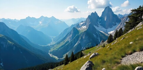 A pristine mountain climbing reserve showcases untouched peaks, challenging cliffs, and breathtaking alpine scenery Ideal for adventure and nature enthusiasts , high, majestic