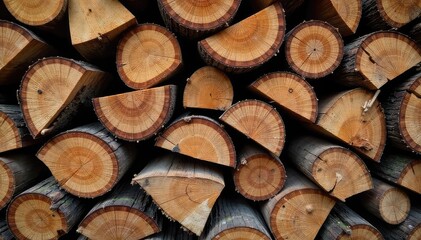 Rustic Stack of Seasoned Firewood Ready for a Cozy Autumn or Winter Fire