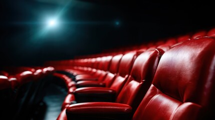 The image showcases plush red seats arranged in a modern theater, creating an inviting atmosphere for cinematic experiences that promise excitement and entertainment.