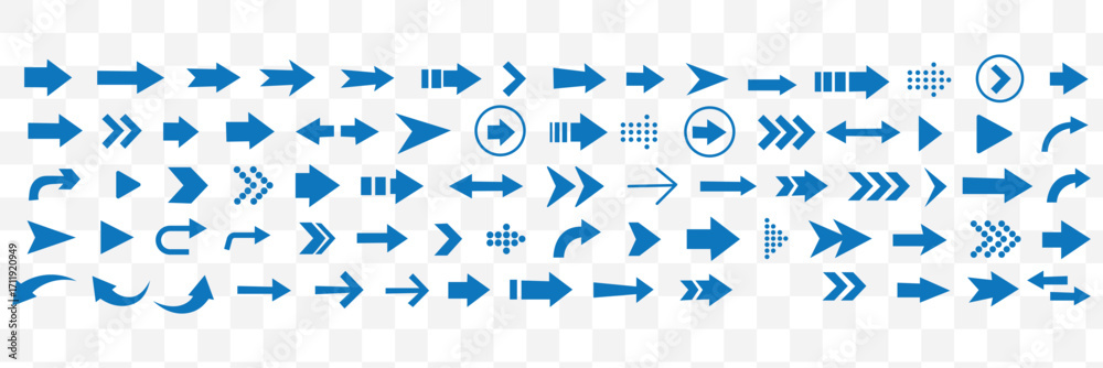 Poster black arrows flat icons. set for web design. direction pointers vector icons. big collection. vector