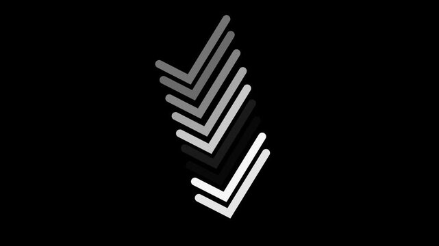 White  Down Arrow Animation &ndash; Glowing Directional Symbol Representing Alert, Download, or Decrease.