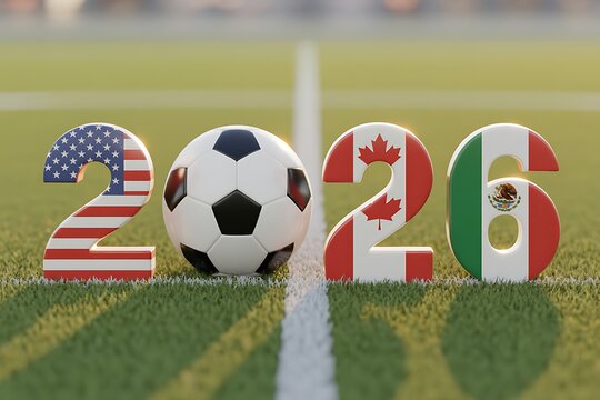 2026 World Cup Soccer USA Canada Mexico Flags