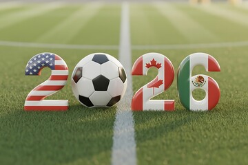 2026 World Cup Soccer USA Canada Mexico Flags