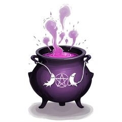 Purple Cauldron with Ghostly Pink Potion